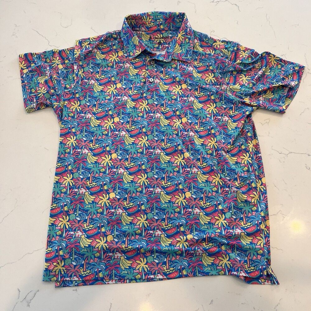 Chubbies Polo Men's Sz Xl Multicolor Lightweight Tropical Bunch Performance